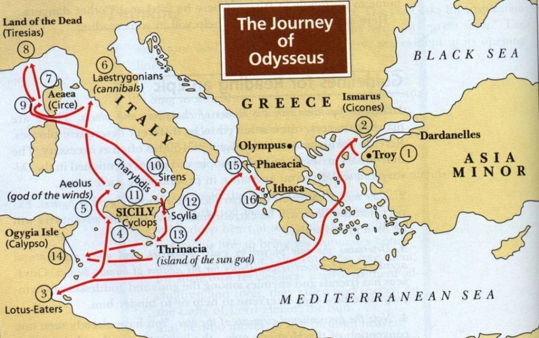 El viaje de Odiseo, de Troya a Ítaca